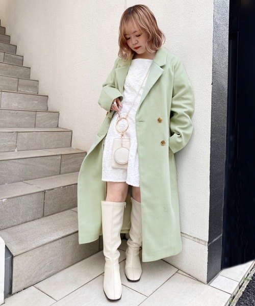 one after another NICE CLAUP（ワンアフターアナザーナイスクラップ）の「コスパ最強　ロングチェスターコート（チェスターコート・レディース・アイボリー/ラベンダー/その他1/ブラウン/グリーン・M/S）」の18枚目の写真