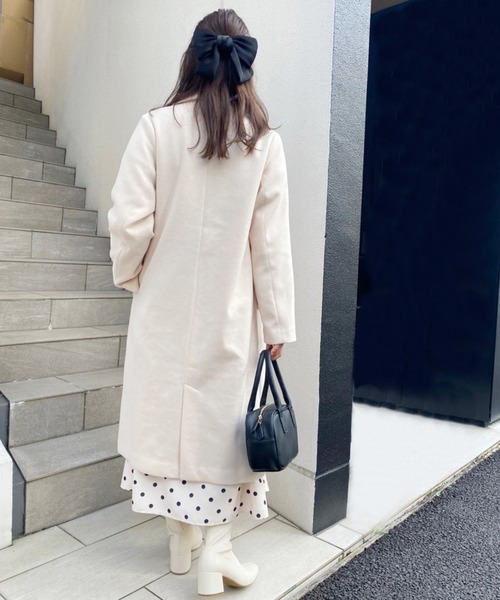 one after another NICE CLAUP（ワンアフターアナザーナイスクラップ）の「コスパ最強　ロングチェスターコート（チェスターコート・レディース・アイボリー/ラベンダー/その他1/ブラウン/グリーン・M/S）」の21枚目の写真