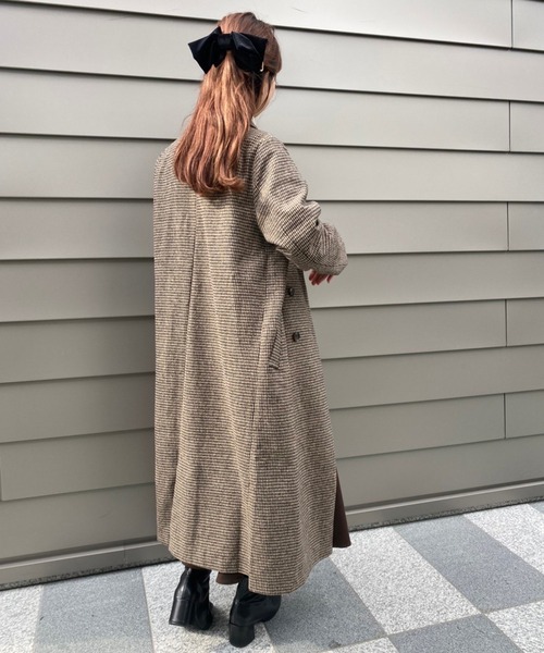 one after another NICE CLAUP（ワンアフターアナザーナイスクラップ）の「コスパ最強　ロングチェスターコート（チェスターコート・レディース・アイボリー/ラベンダー/その他1/ブラウン/グリーン・M/S）」の6枚目の写真