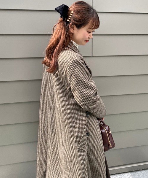 one after another NICE CLAUP（ワンアフターアナザーナイスクラップ）の「コスパ最強　ロングチェスターコート（チェスターコート・レディース・アイボリー/ラベンダー/その他1/ブラウン/グリーン・M/S）」の15枚目の写真