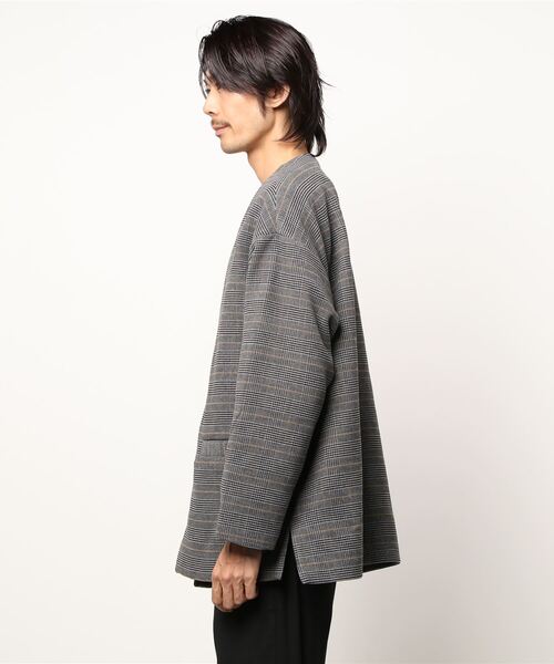 LOWRYS FARM（ローリーズファーム）の「ウールライクチェックノーカラージャケット　950322（ノーカラージャケット・メンズ・ブラウン/グレー/ベージュ・MEDIUM/LARGE）」の18枚目の写真