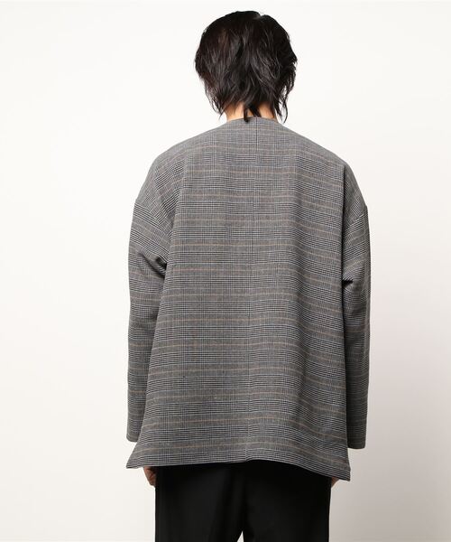 LOWRYS FARM（ローリーズファーム）の「ウールライクチェックノーカラージャケット　950322（ノーカラージャケット・メンズ・ブラウン/グレー/ベージュ・MEDIUM/LARGE）」の17枚目の写真