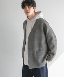 LOWRYS FARM | ウールライクチェックノーカラージャケット　950322(ノーカラージャケット)