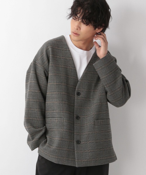 LOWRYS FARM（ローリーズファーム）の「ウールライクチェックノーカラージャケット　950322（ノーカラージャケット・メンズ・ブラウン/グレー/ベージュ・MEDIUM/LARGE）」の12枚目の写真