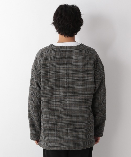 LOWRYS FARM（ローリーズファーム）の「ウールライクチェックノーカラージャケット　950322（ノーカラージャケット・メンズ・ブラウン/グレー/ベージュ・MEDIUM/LARGE）」の8枚目の写真