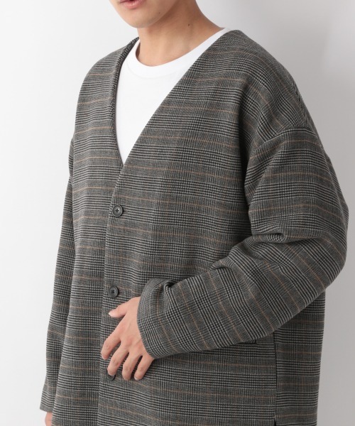 LOWRYS FARM（ローリーズファーム）の「ウールライクチェックノーカラージャケット　950322（ノーカラージャケット・メンズ・ブラウン/グレー/ベージュ・MEDIUM/LARGE）」の14枚目の写真