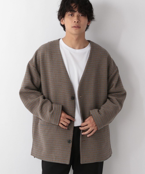 LOWRYS FARM（ローリーズファーム）の「ウールライクチェックノーカラージャケット　950322（ノーカラージャケット・メンズ・ブラウン/グレー/ベージュ・MEDIUM/LARGE）」の21枚目の写真