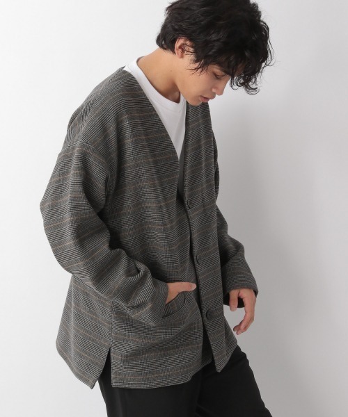 LOWRYS FARM（ローリーズファーム）の「ウールライクチェックノーカラージャケット　950322（ノーカラージャケット・メンズ・ブラウン/グレー/ベージュ・MEDIUM/LARGE）」の22枚目の写真