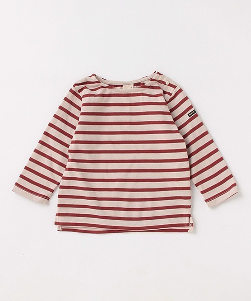 petit main（プティマイン）の「【GOODPRICE】バスクボーダーロンT（Tシャツ/カットソー・キッズ・アイボリー/エンジ/モスグリーン/モカ・100cm/80ｃｍ/90cm/110cm/120cm/130cm）」の4枚目の写真