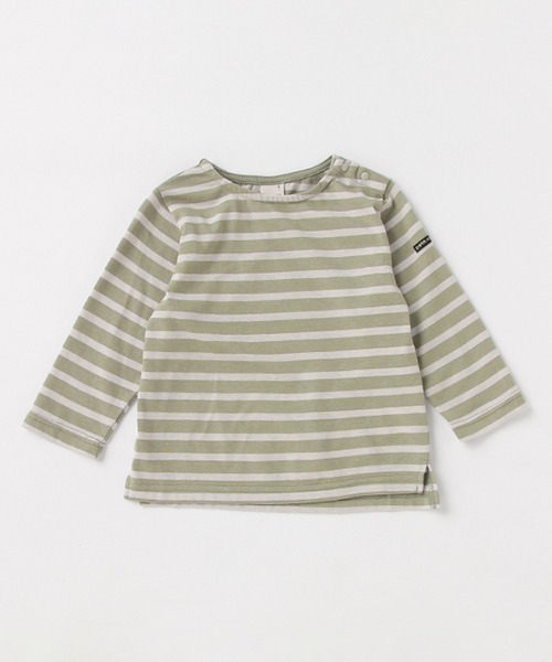 petit main（プティマイン）の「【GOODPRICE】バスクボーダーロンT（Tシャツ/カットソー・キッズ・アイボリー/エンジ/モスグリーン/モカ・100cm/80ｃｍ/90cm/110cm/120cm/130cm）」の3枚目の写真