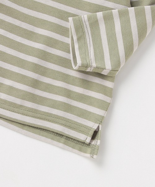 petit main（プティマイン）の「【GOODPRICE】バスクボーダーロンT（Tシャツ/カットソー・キッズ・アイボリー/エンジ/モスグリーン/モカ・100cm/80ｃｍ/90cm/110cm/120cm/130cm）」の11枚目の写真