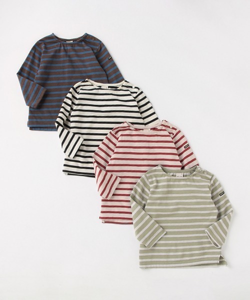 petit main（プティマイン）の「【GOODPRICE】バスクボーダーロンT（Tシャツ/カットソー・キッズ・アイボリー/エンジ/モスグリーン/モカ・100cm/80ｃｍ/90cm/110cm/120cm/130cm）」の15枚目の写真