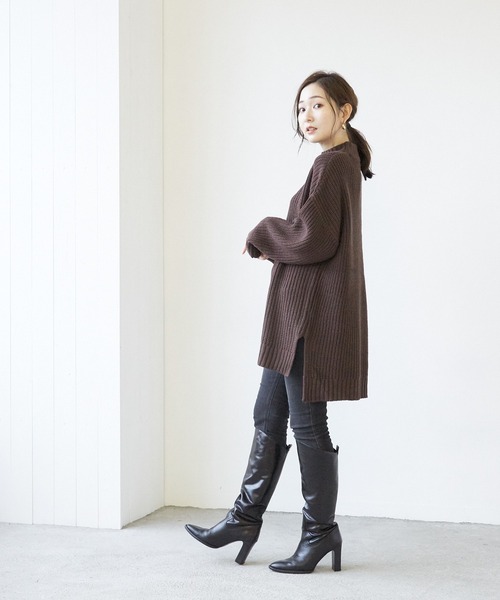 VIBGYOR(ヴィブジョー)の「【豊富なカラー展開】畦編みモック/Nオーバーサイズニット(BL)(その他トップス・レディース・アイボリー/ブラック/ダークブラウン/パープル/グレイッシュベージュ・FREE)」の10枚目の写真