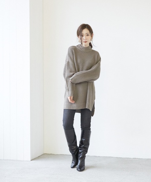 VIBGYOR(ヴィブジョー)の「【豊富なカラー展開】畦編みモック/Nオーバーサイズニット(BL)(その他トップス・レディース・アイボリー/ブラック/ダークブラウン/パープル/グレイッシュベージュ・FREE)」の16枚目の写真
