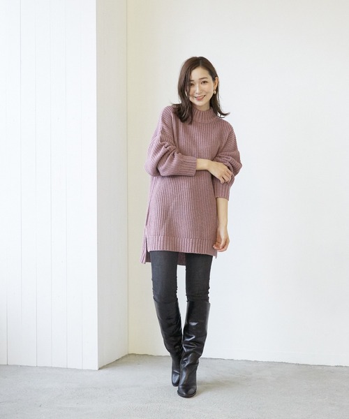 VIBGYOR(ヴィブジョー)の「【豊富なカラー展開】畦編みモック/Nオーバーサイズニット(BL)(その他トップス・レディース・アイボリー/ブラック/ダークブラウン/パープル/グレイッシュベージュ・FREE)」の15枚目の写真