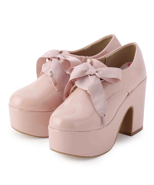 cs T&P(シーエスティーアンドピー)の「サテンリボン厚底マニッシュ(パンプス・レディース・ブラック系1/ブラック系8/ダークブラウン系1/ピンク系6・LL/S/M/L)」の4枚目の写真