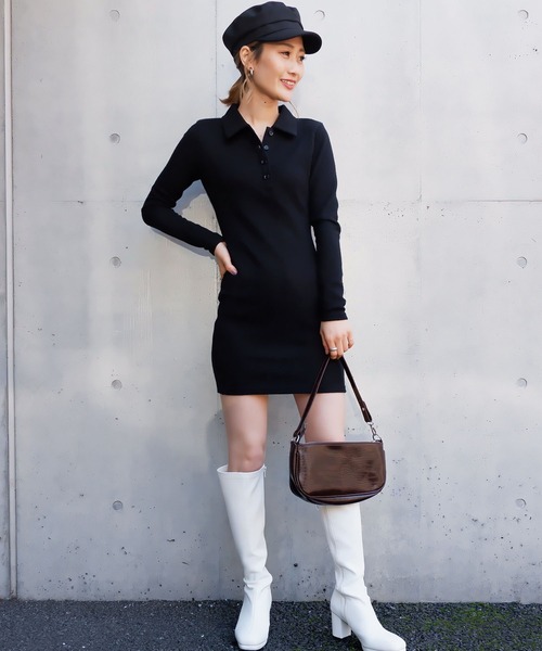 SPIRALGIRL(スパイラルガール)の「バックベルトタイトリブワンピース(ワンピース・レディース・ベージュ/ブラック/グリーン・FREE)」の12枚目の写真