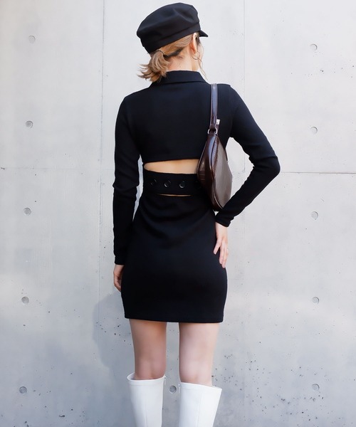 SPIRALGIRL(スパイラルガール)の「バックベルトタイトリブワンピース(ワンピース・レディース・ベージュ/ブラック/グリーン・FREE)」の13枚目の写真