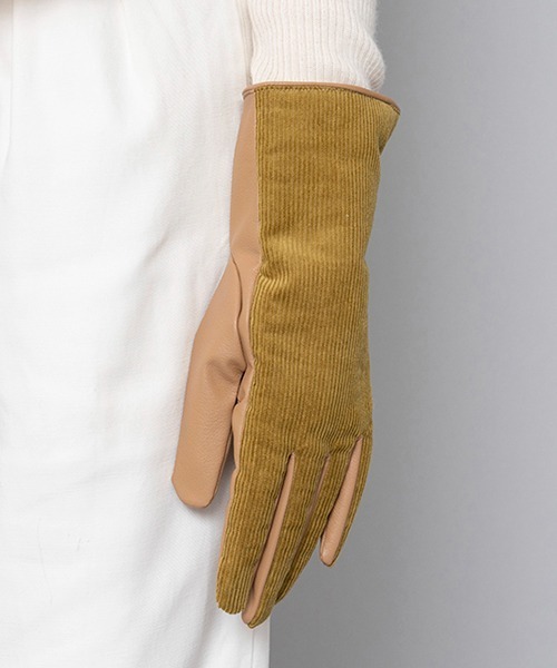 LE VERNIS（ル・ベルニ）の「LE VERNIS(ル・ベルニ)コーデュロイグローブ（手袋・レディース・ベージュ/グリーン系その他/ダークブラウン・FREE）」の9枚目の写真