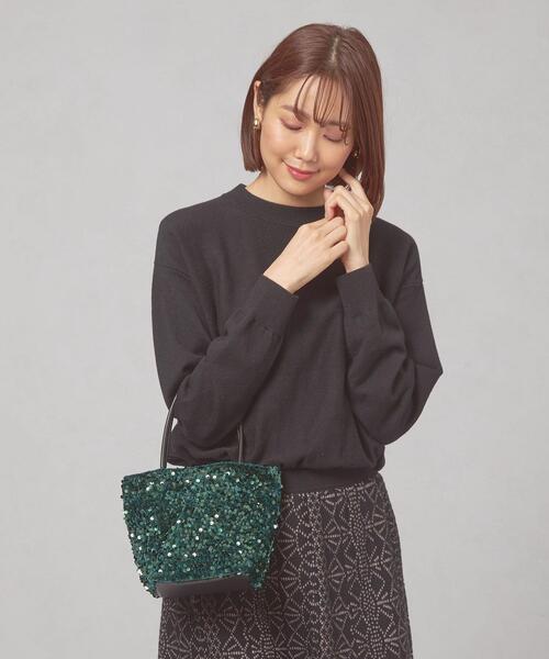 closet story（クローゼットストーリー）の「＜closet story（クローゼットストーリー）＞スパンコール 2WAY ミニトートバッグ（トートバッグ・レディース・ブラック/ダークグリーン/ベージュ・FREE）」の5枚目の写真