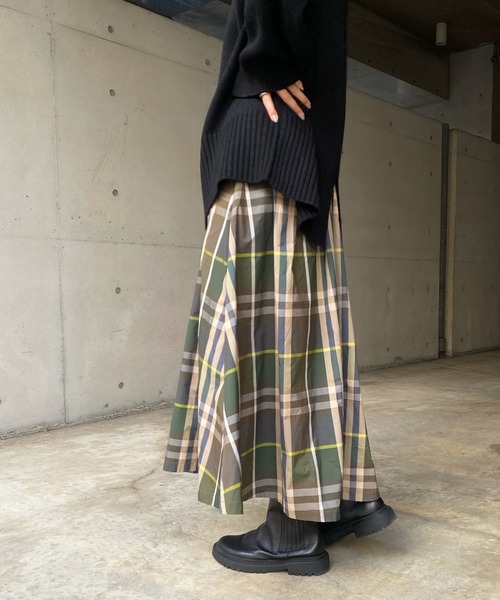 DouDou(ドゥドゥ)の「【WEB限定】チェックタックフレアスカート(スカート・レディース・カーキ/グリーン・FREE)」の20枚目の写真