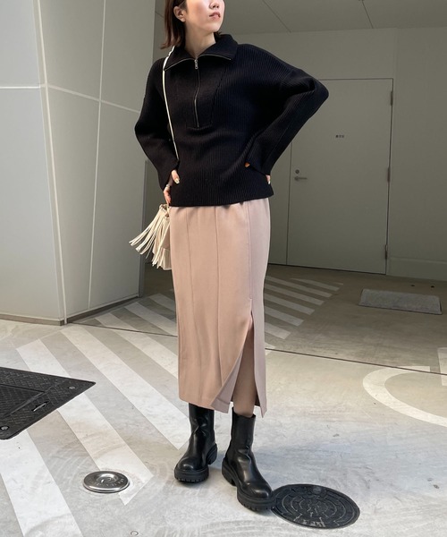 CAPRICIEUX LE'MAGE（カプリシューレマージュ）の「ハーフジッププルオーバー（ニット/セーター・レディース・ブラック/ベージュ/オフホワイト・FREE）」の12枚目の写真