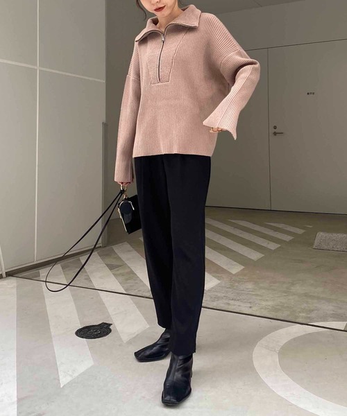 CAPRICIEUX LE'MAGE（カプリシューレマージュ）の「ハーフジッププルオーバー（ニット/セーター・レディース・ブラック/ベージュ/オフホワイト・FREE）」の13枚目の写真