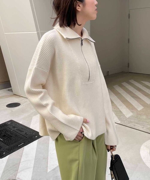 CAPRICIEUX LE'MAGE（カプリシューレマージュ）の「ハーフジッププルオーバー（ニット/セーター・レディース・ブラック/ベージュ/オフホワイト・FREE）」の18枚目の写真