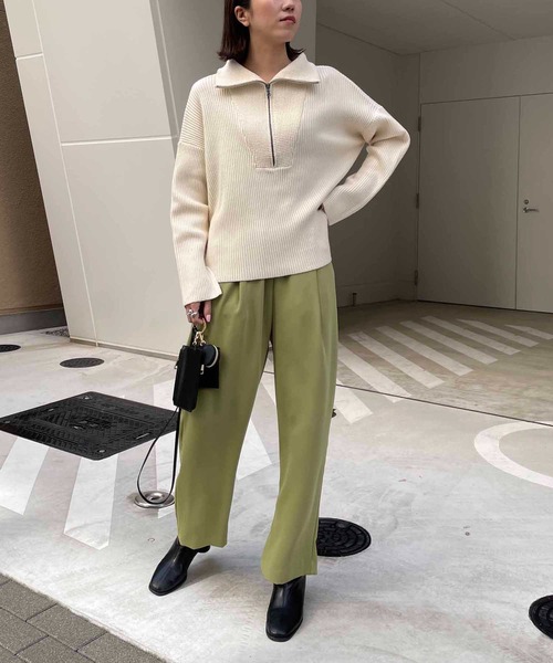 CAPRICIEUX LE'MAGE（カプリシューレマージュ）の「ハーフジッププルオーバー（ニット/セーター・レディース・ブラック/ベージュ/オフホワイト・FREE）」の14枚目の写真