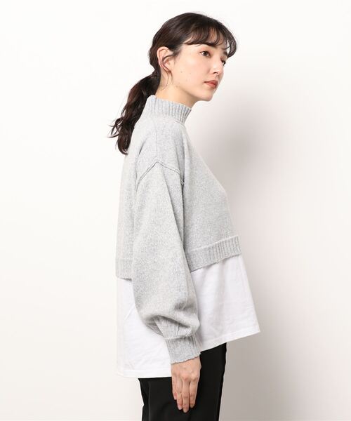 ニットレイヤード風 リボン プルオーバー ニット セーター サマーニット 104202 Samansa Mos2 blue（サマンサモスモスブルー）の「レイヤード風ニット