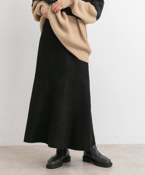 KBF（ケイビーエフ）の「カットオフ切替ロングスカート（スカート・レディース・ブラック/パープル系その他/ライトベージュ・ONE）」の2枚目の写真