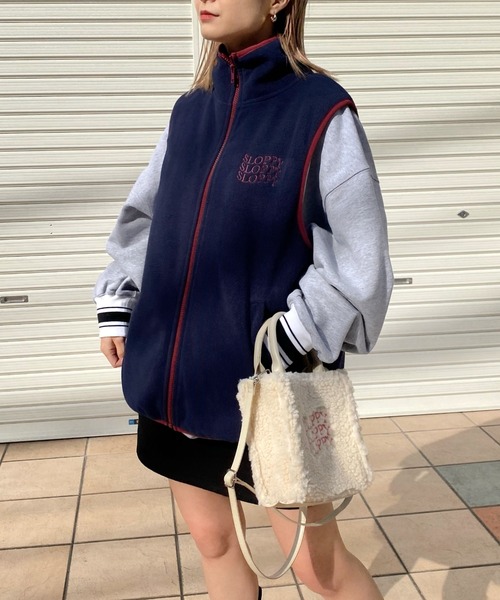 WHO'S WHO gallery（フーズフーギャラリー）の「【SLOPPY/スロッピー】フリースパイピングベスト（ベスト・レディース・アイボリー/ブルー/ネイビー/ブラック・FREE）」の9枚目の写真