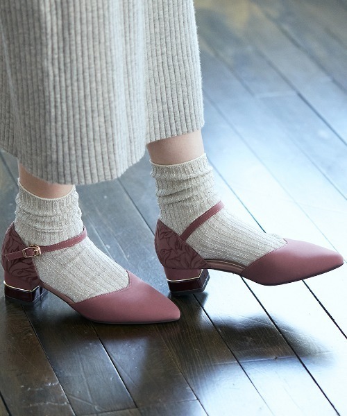 JELLY BEANS(ジェリービーンズ)の「コンビヒールセパレートパンプス<ふわさら>(204-52800)JELLY BEANS(ジェリービーンズ)(パンプス・レディース・ブラック/グリーン/グレイッシュベージュ/パープル・23/24/25/22/25.5/22.5/23.5/24.5/21.5)」の1枚目の写真