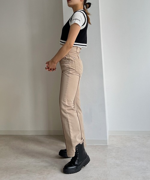 Avvenente(アベネンテ)の「【Avvenente】バイカラーミニニットベスト(ベスト・レディース・ブラック/オレンジ/ピンク・FREE)」の7枚目の写真