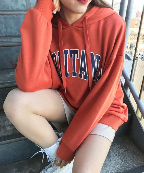 INGNI(イング)の「BIGカレッジロゴパーカーチュニック(Tシャツ/カットソー・レディース・ネイビー/オフホワイト/オレンジ/オートミール/グリーン・M)」の5枚目の写真