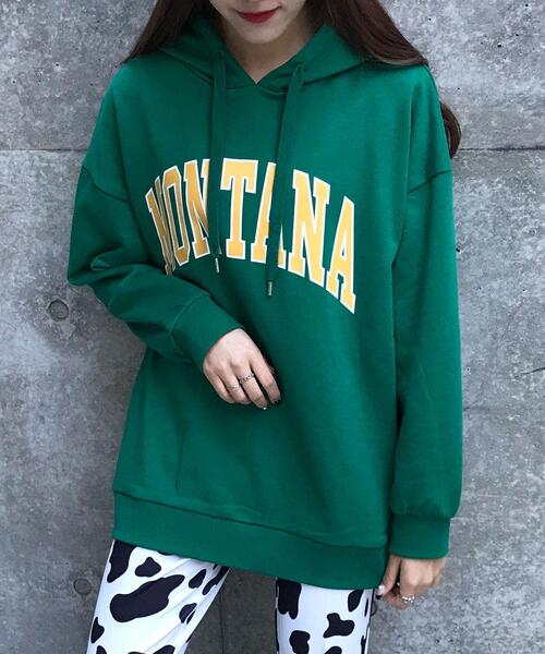 INGNI(イング)の「BIGカレッジロゴパーカーチュニック(Tシャツ/カットソー・レディース・ネイビー/オフホワイト/オレンジ/オートミール/グリーン・M)」の3枚目の写真