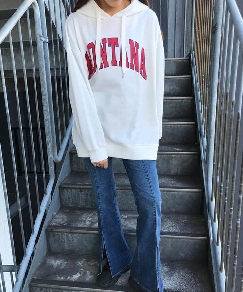 INGNI(イング)の「BIGカレッジロゴパーカーチュニック(Tシャツ/カットソー・レディース・ネイビー/オフホワイト/オレンジ/オートミール/グリーン・M)」の9枚目の写真