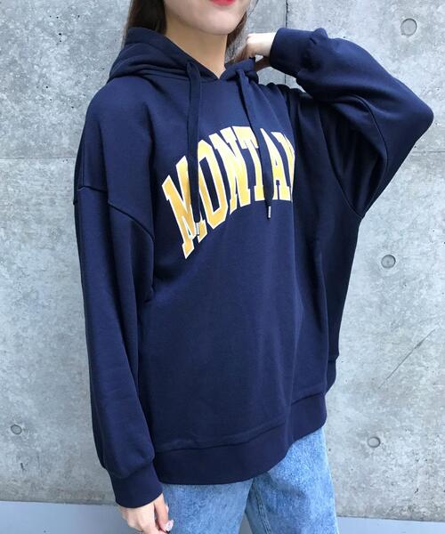 INGNI(イング)の「BIGカレッジロゴパーカーチュニック(Tシャツ/カットソー・レディース・ネイビー/オフホワイト/オレンジ/オートミール/グリーン・M)」の6枚目の写真