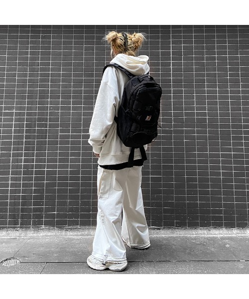 .KOM（ドットコム）の「A'GEM/9 × .kom『.kom/ドットケーオーエム』Stitch Design Wide-Silhouette Pants/ステッチルーズシルエットパンツ（カーゴパンツ・メンズ・ブラック/ホワイト・M/L）」の7枚目の写真