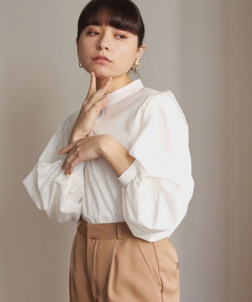 HER CLOSET(ハークローゼット)の「【shemoshelly】ボリュームスリーブコットンブラウス(シャツ/ブラウス・レディース・ブラック/ブラウン/オフホワイト/オレンジ/ブルー/ライトグリーン・M)」の12枚目の写真