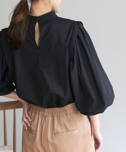 HER CLOSET(ハークローゼット)の「【shemoshelly】ボリュームスリーブコットンブラウス(シャツ/ブラウス・レディース・ブラック/ブラウン/オフホワイト/オレンジ/ブルー/ライトグリーン・M)」の18枚目の写真