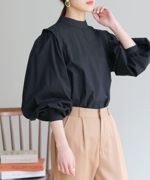 HER CLOSET(ハークローゼット)の「【shemoshelly】ボリュームスリーブコットンブラウス(シャツ/ブラウス・レディース・ブラック/ブラウン/オフホワイト/オレンジ/ブルー/ライトグリーン・M)」の22枚目の写真