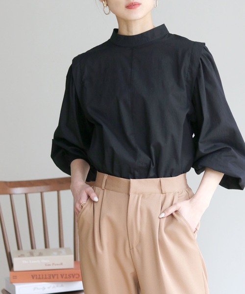 HER CLOSET(ハークローゼット)の「【shemoshelly】ボリュームスリーブコットンブラウス(シャツ/ブラウス・レディース・ブラック/ブラウン/オフホワイト/オレンジ/ブルー/ライトグリーン・M)」の16枚目の写真