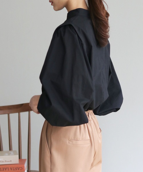 HER CLOSET(ハークローゼット)の「【shemoshelly】ボリュームスリーブコットンブラウス(シャツ/ブラウス・レディース・ブラック/ブラウン/オフホワイト/オレンジ/ブルー/ライトグリーン・M)」の17枚目の写真