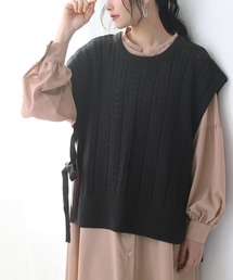 osharewalker | 『サイドリボン透かし編みニットベスト』(ベスト)