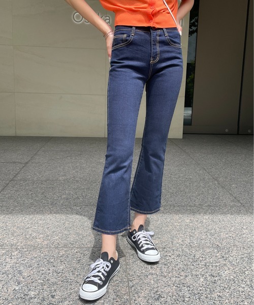 StyleSea(スタイルシー)の「フレアデニムパンツ(デニムパンツ・レディース・インディゴブルー・24inch/25inch/26inch/27inch/23inch)」の1枚目の写真