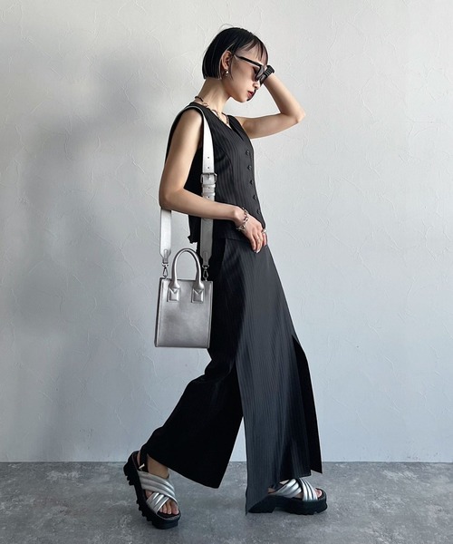 beauty:beast ペンキ加工ジレ　ベスト　ストリート sakishimatokyo ベスト ジレ フェザークルーネックベスト/ジレ