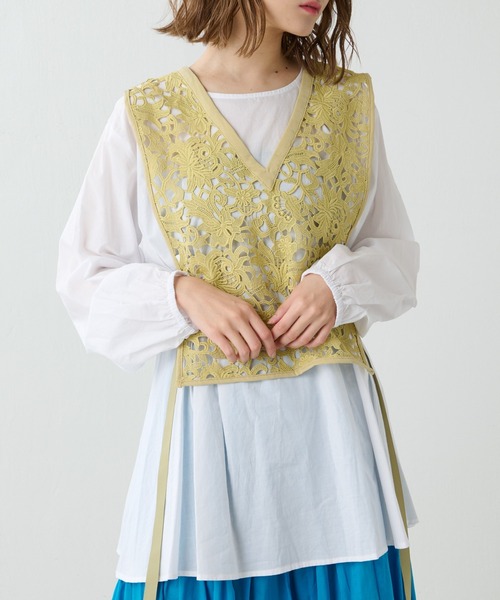 Lui's（ルイス）の「レースジレセットブラウス（シャツ/ブラウス・レディース・キナリ/イエロー/ブラック・FREE）」の3枚目の写真