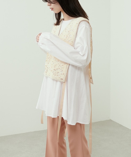 Lui's（ルイス）の「レースジレセットブラウス（シャツ/ブラウス・レディース・キナリ/イエロー/ブラック・FREE）」の2枚目の写真