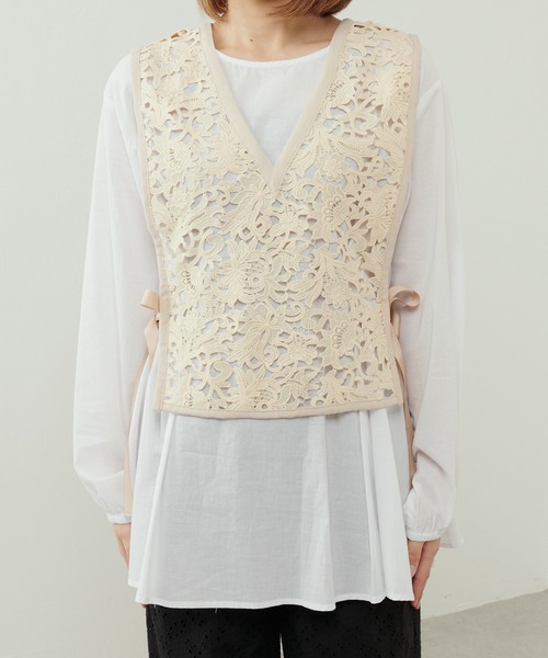 Lui's（ルイス）の「レースジレセットブラウス（シャツ/ブラウス・レディース・キナリ/イエロー/ブラック・FREE）」の7枚目の写真